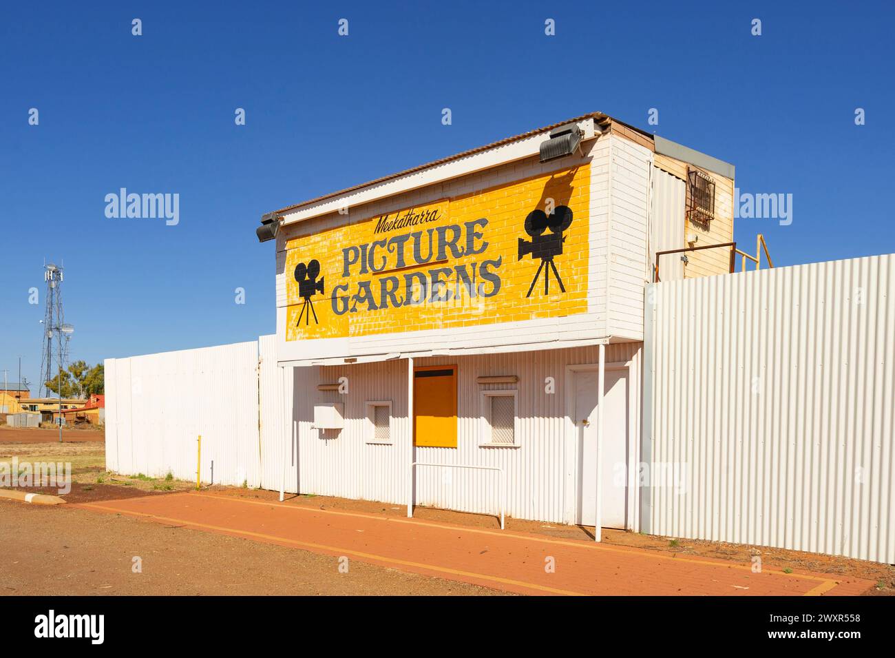 View of Meekatharra Picture Gardens, an old cinema or movie theatre in the rural small town of Meekatharra, Western Australia, WA, Australia Stock Photo
