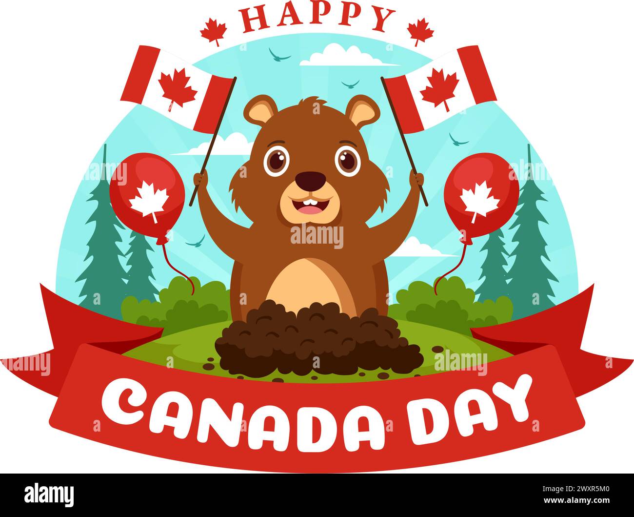 Happy Canada Day Vector Illustration Celebration in 1st July with Maple
