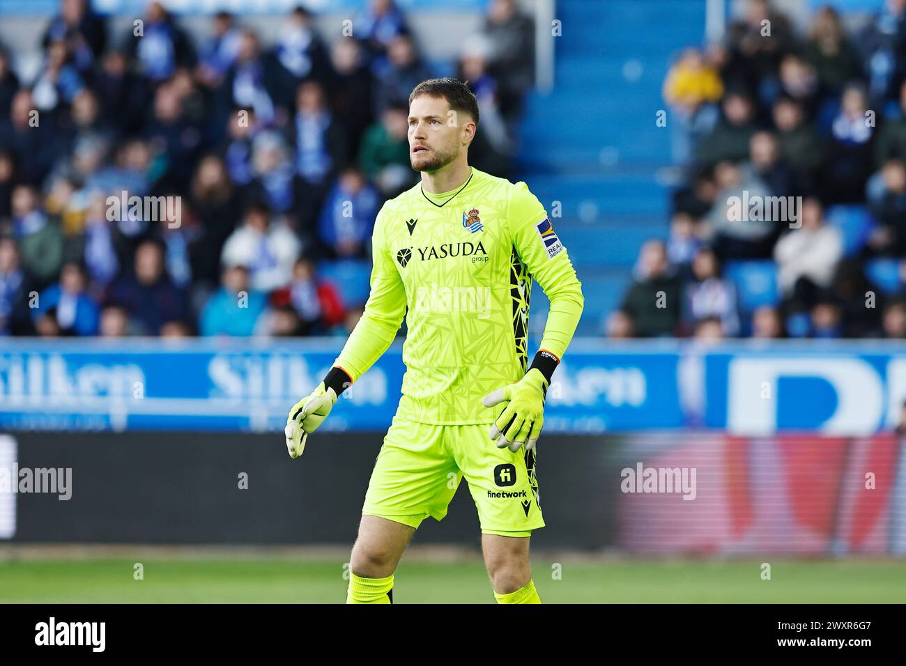 Vitoria-Gasteiz, Spain. 31st Mar, 2024. Alex Remiro (Sociedad) Football/Soccer : Spanish 'LaLiga EA Sports' match between Deportivo Alaves 0-1 Real Sociedad at the Estadio Mendizorroza in Vitoria-Gasteiz, Spain . Credit: Mutsu Kawamori/AFLO/Alamy Live News Stock Photo