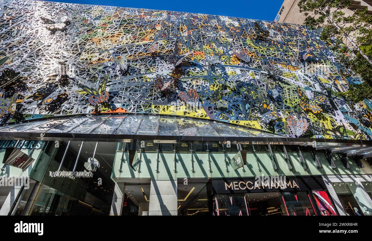 colourful facade of the Wintergarden shopping centre at Queen Street