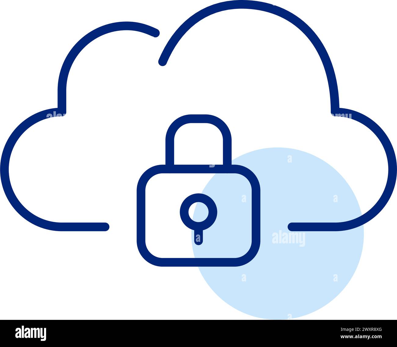 Cloud and lock. Data security, encrypted access to cloud storage services. Pixel perfect, editable stroke icon Stock Vector