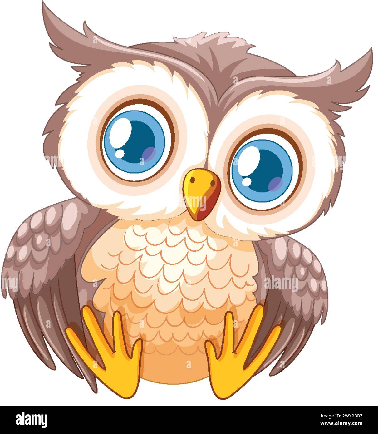 Cute, wide-eyed owl illustration in vector format Stock Vector