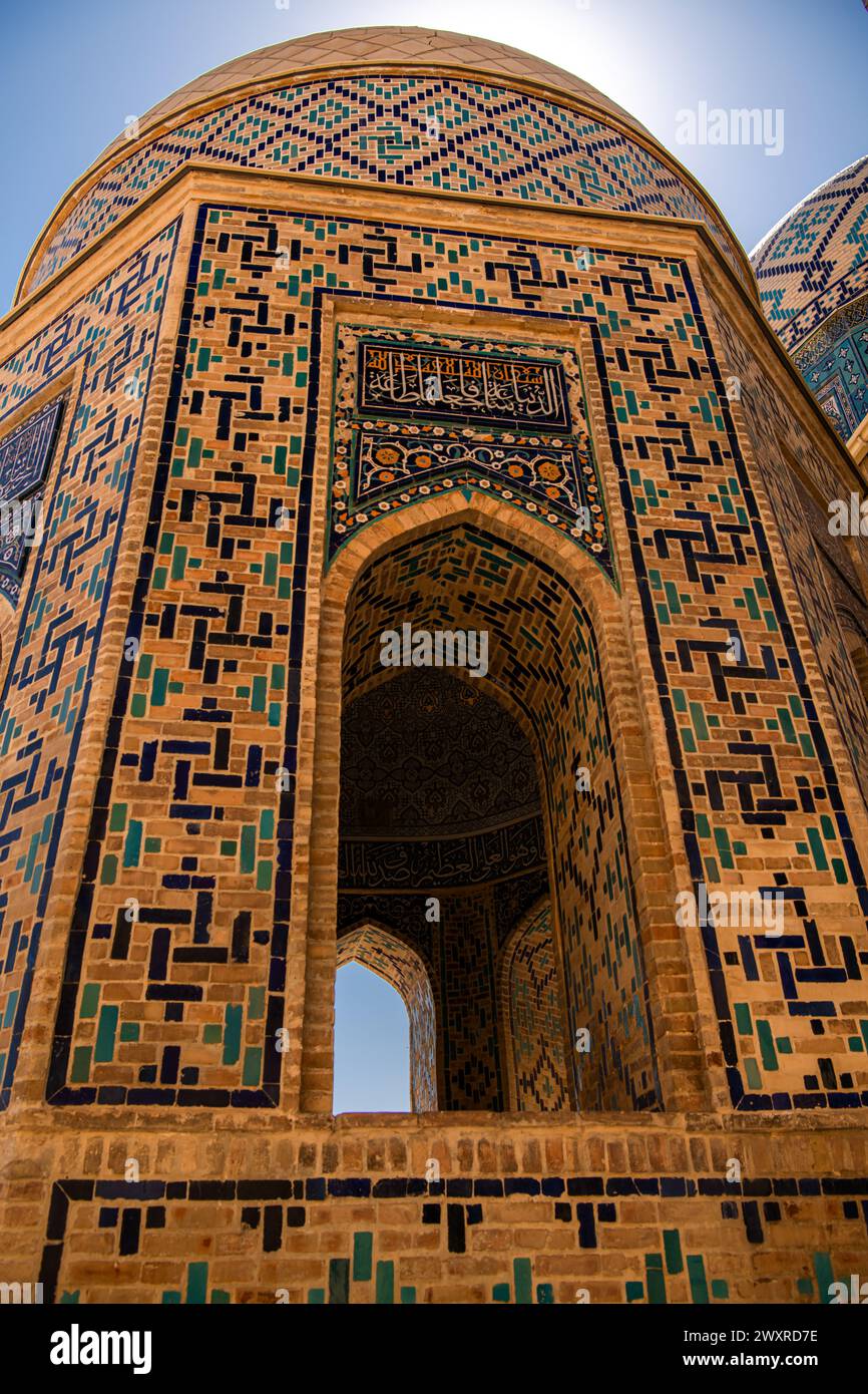 JUNE 24, 2023, SAMARKAND, UZBEKISTAN: Mausoleums and domes of the historical cemetery of Shahi Zinda, Samarkand, Uzbekistan. Stock Photo