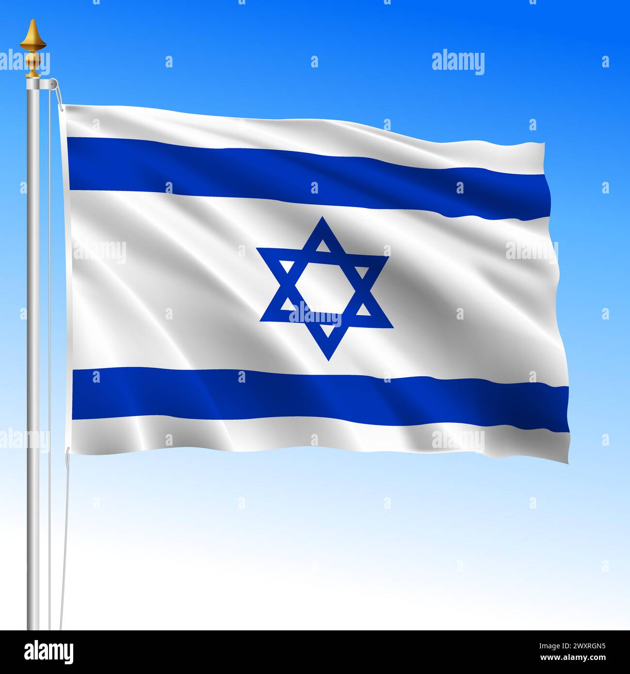 Israel official national waving flag, middle east country, vector illustration Stock Vector