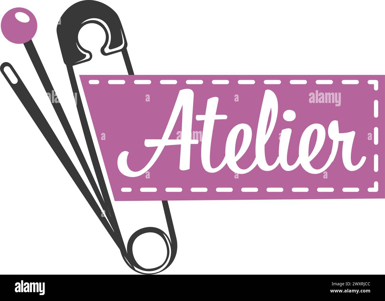 Safety Pin Sign Atelier Logo Stock Vector Image & Art - Alamy