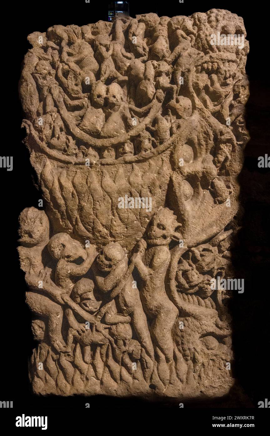 The Doomstone, 12th century Normal depiction of hell, York Minster, York, England Stock Photo