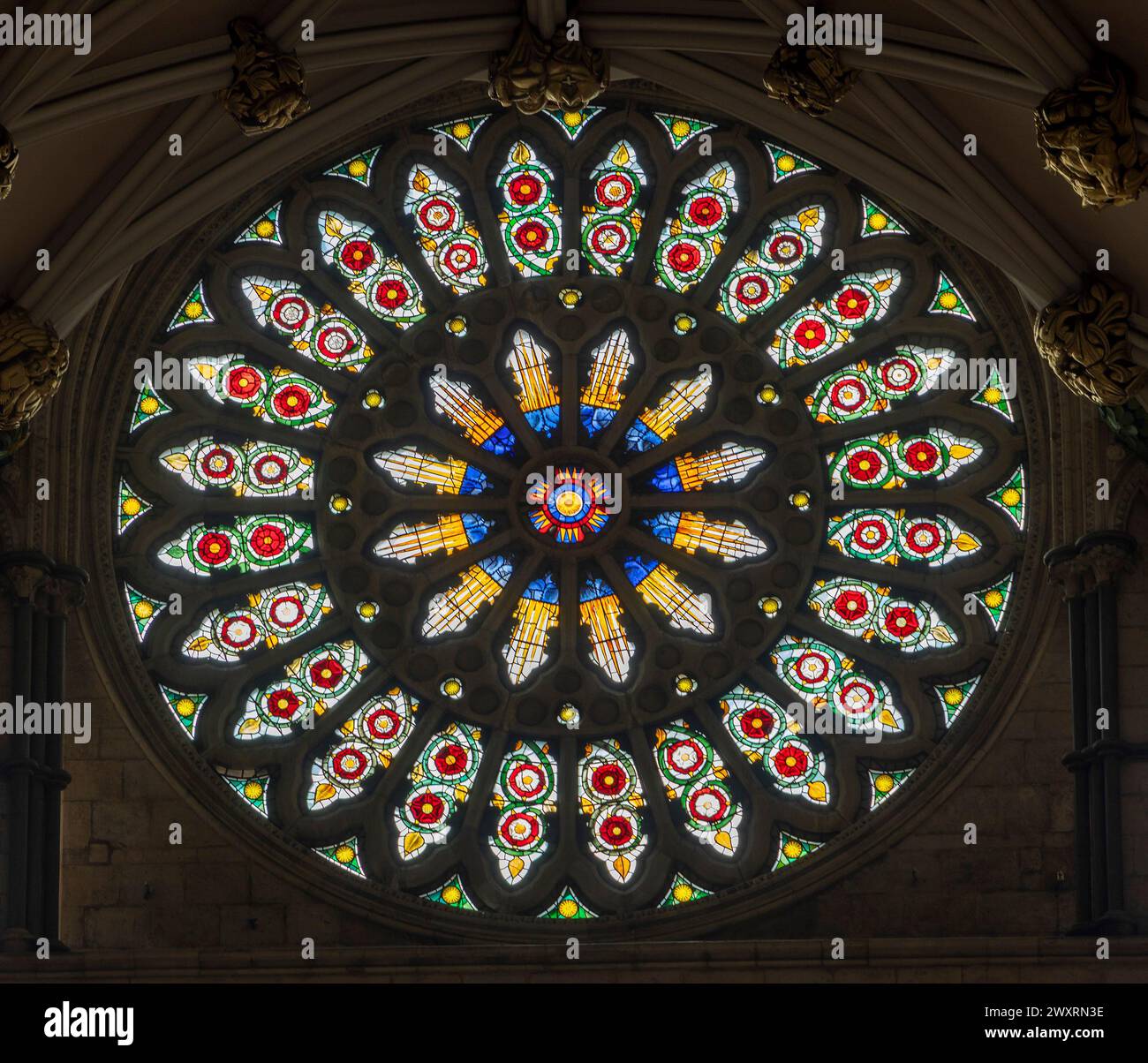 stained glass window, York Minster, York, England Stock Photo