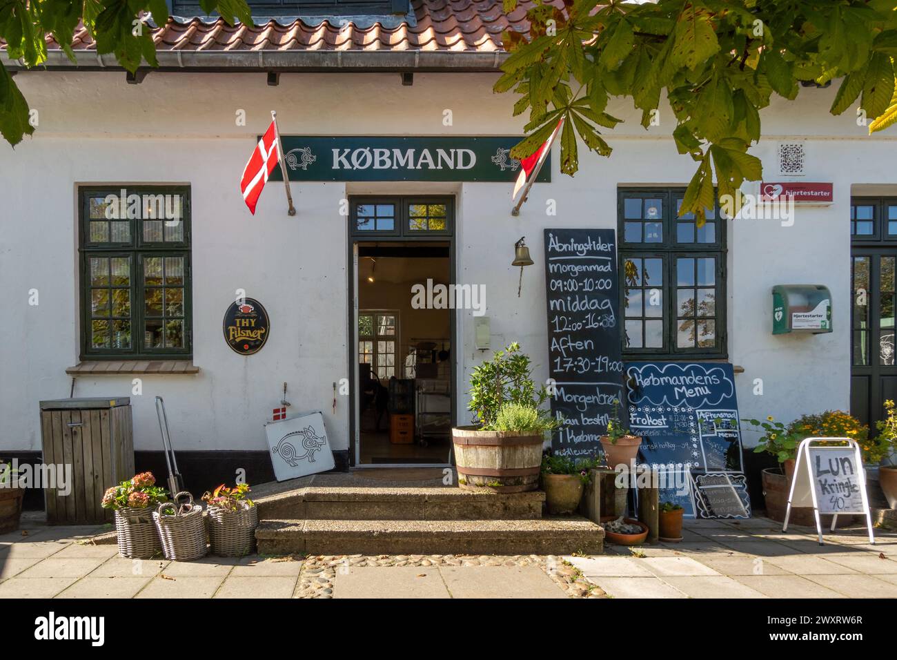Entrance of small convenience shop on Livø island, Limfjord ...