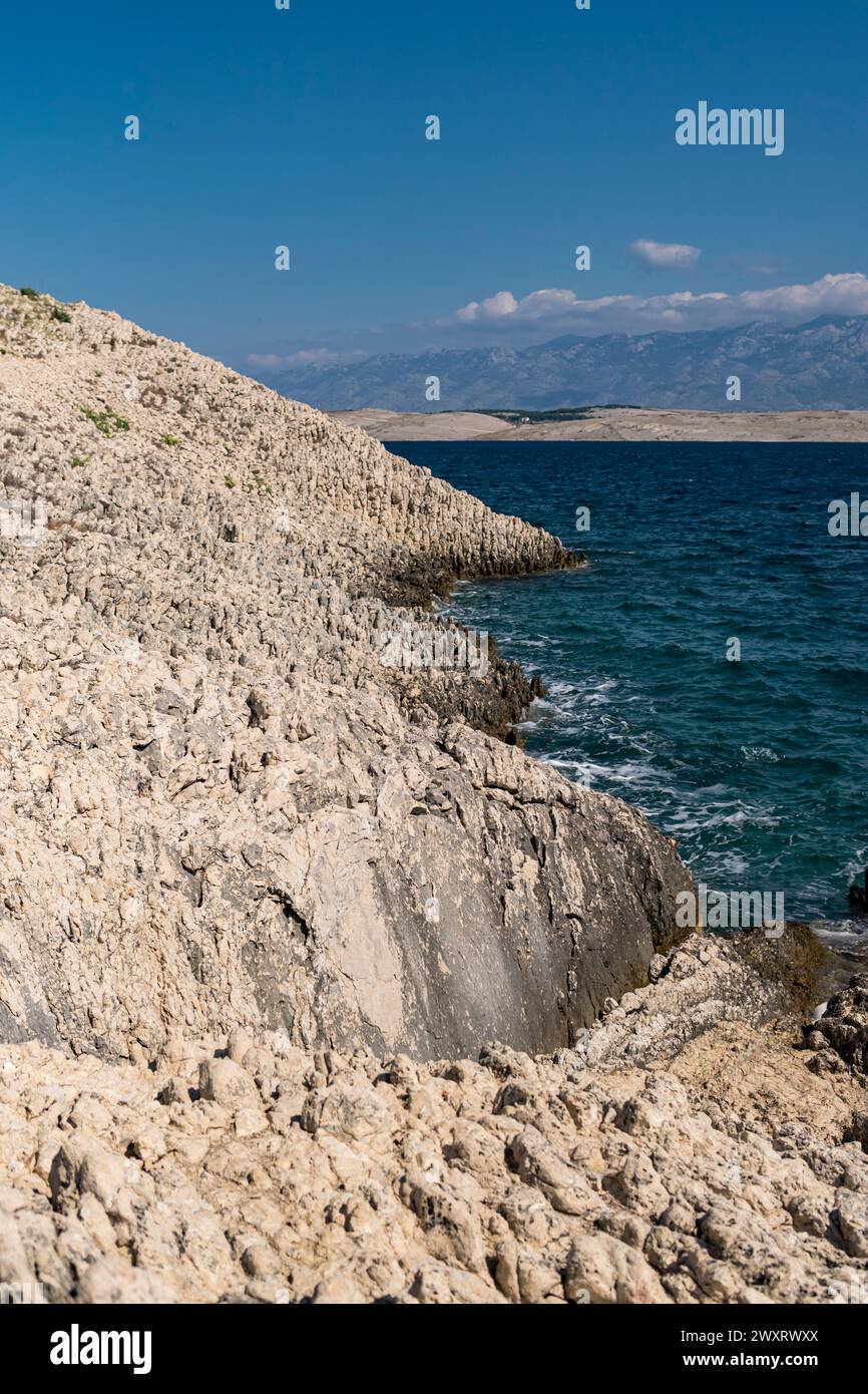 Rocky Coast of Mediterranean Sea in Croatia during summer season Stock Photo
