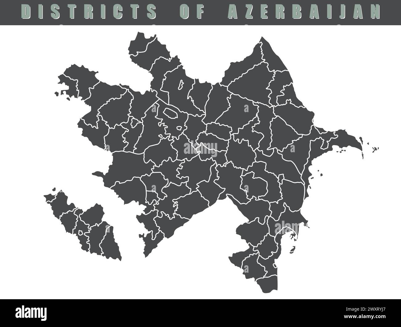 Azerbaijan country map. Map of Azerbaijan in gray color. Detailed gray vector map of Azerbaijan by region. Stock Vector