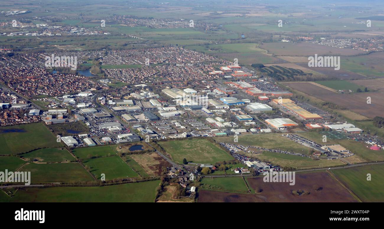 aerial view of the Clifton Moor area of York, UK Stock Photo