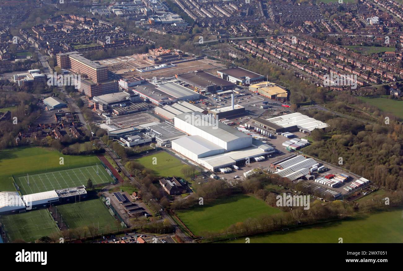 aerial view looking south west of the Nestlé York chocolate factory in York, UK Stock Photo