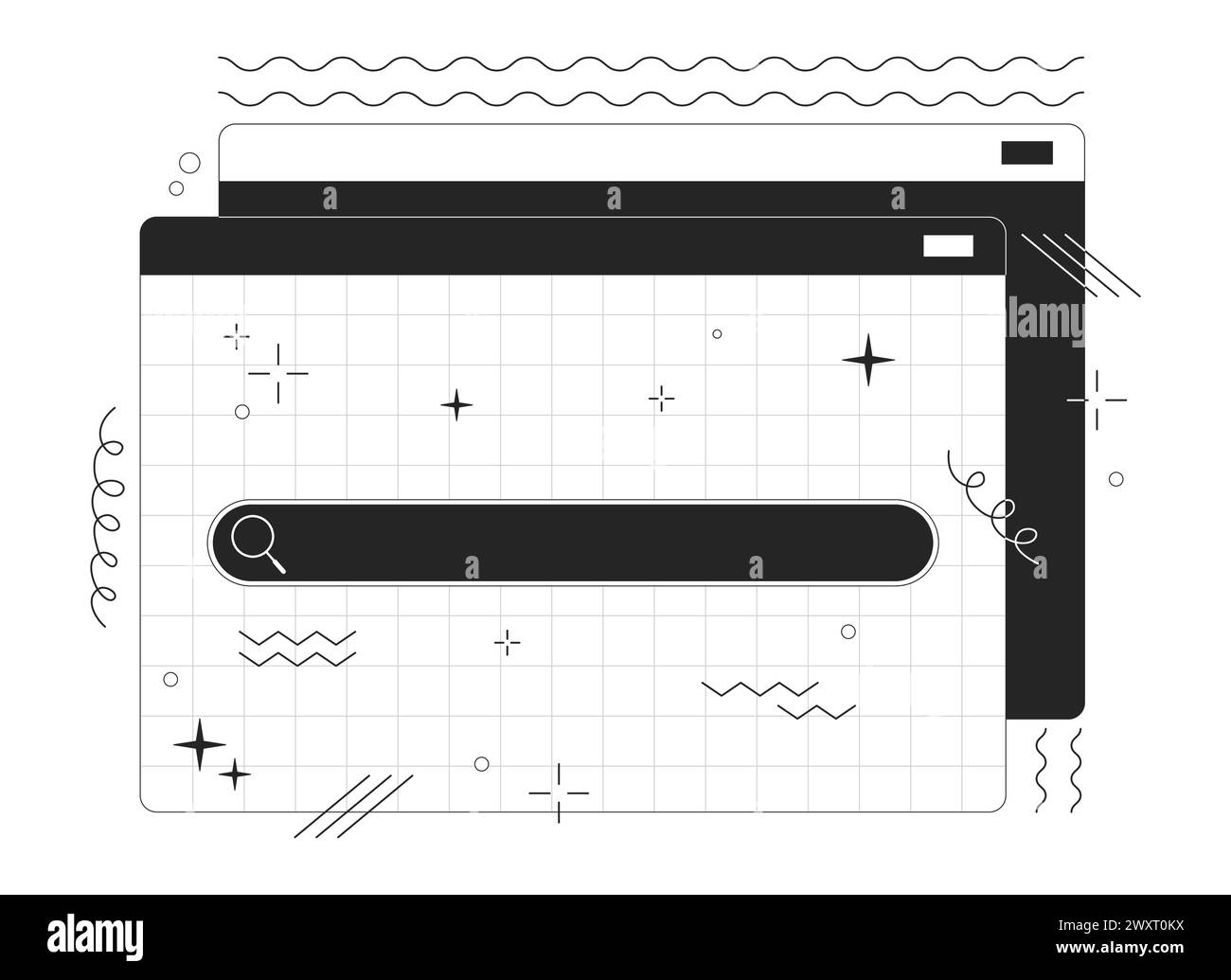 Search field on webpage black and white 2D line cartoon object Stock Vector