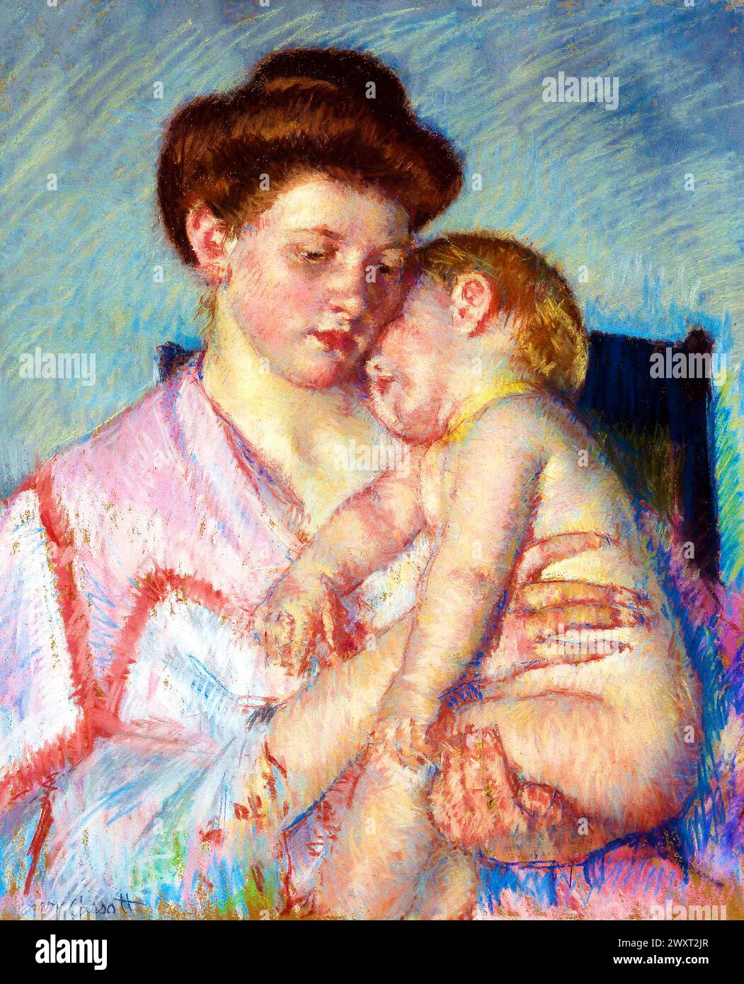 Sleepy Baby  painting in high resolution by Mary Cassatt. Original from the Dallas Museum of Art. Stock Photo