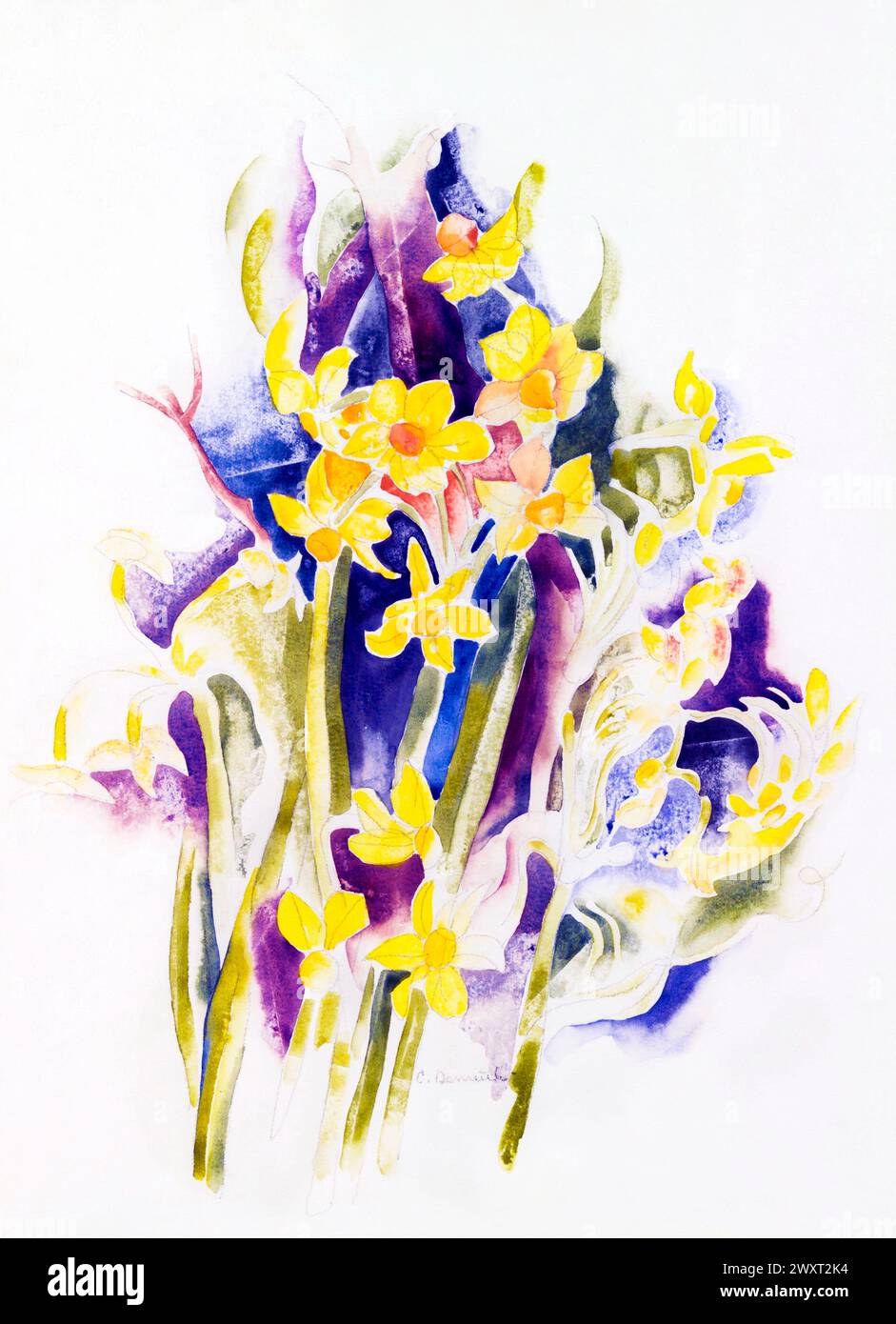 Small Daffodils  painting in high resolution by Charles Demuth. Original from The MET Museum. Stock Photo