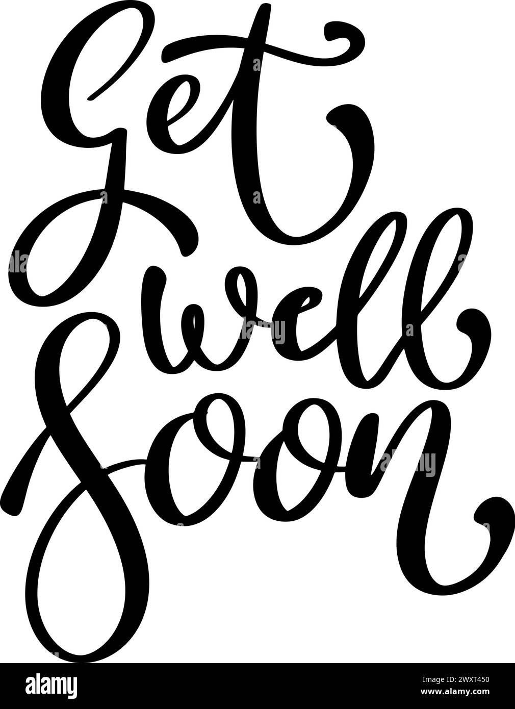 Get well soon. Lettering phrase isolated on white background. Design element Stock Vector
