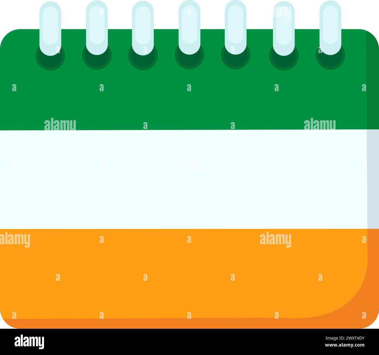 Month reminder calendar. Paper wall tear off calendar in form of Irish flag, Happy Patrick party element. Simple cartoon vector isolated on white back Stock Vector