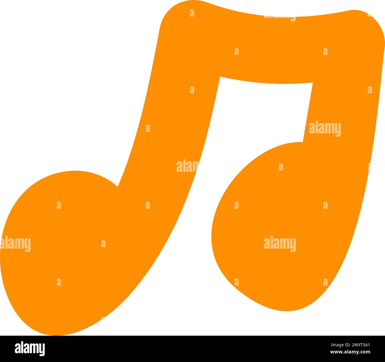 Double musical note of spring melodies. Bright childish careless illustration for design of festive spring banner. Flat hand drawn vector element isol Stock Vector