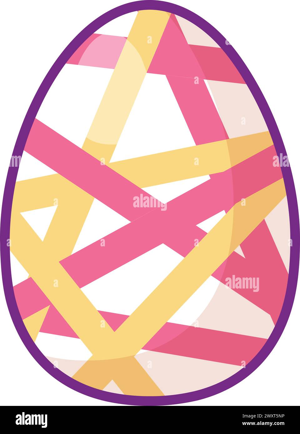 Festive Easter egg with multi colored striped ornament. Bright minimalistic illustration for design of festive Easter banner. Cartoon vector element i Stock Vector