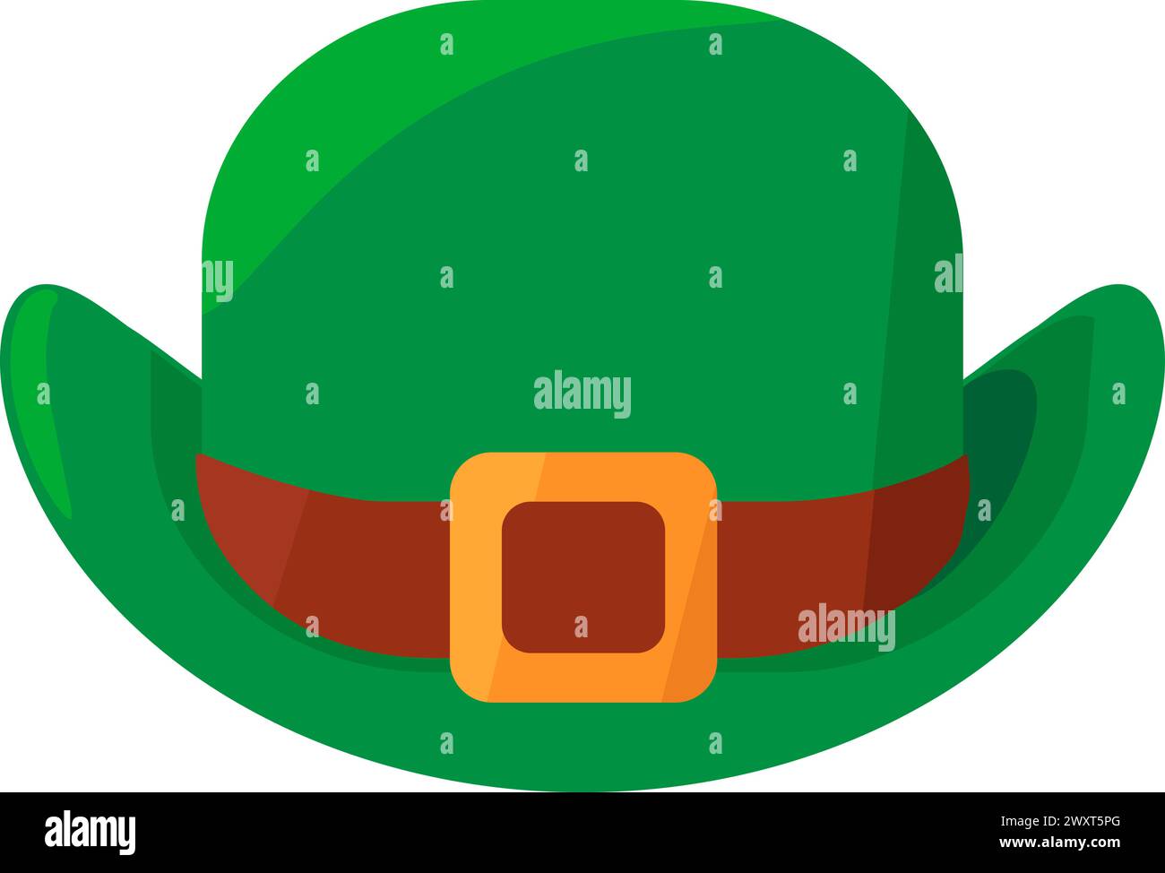 Tall green cylinder hat with leather strap. Headdress of fairy tale