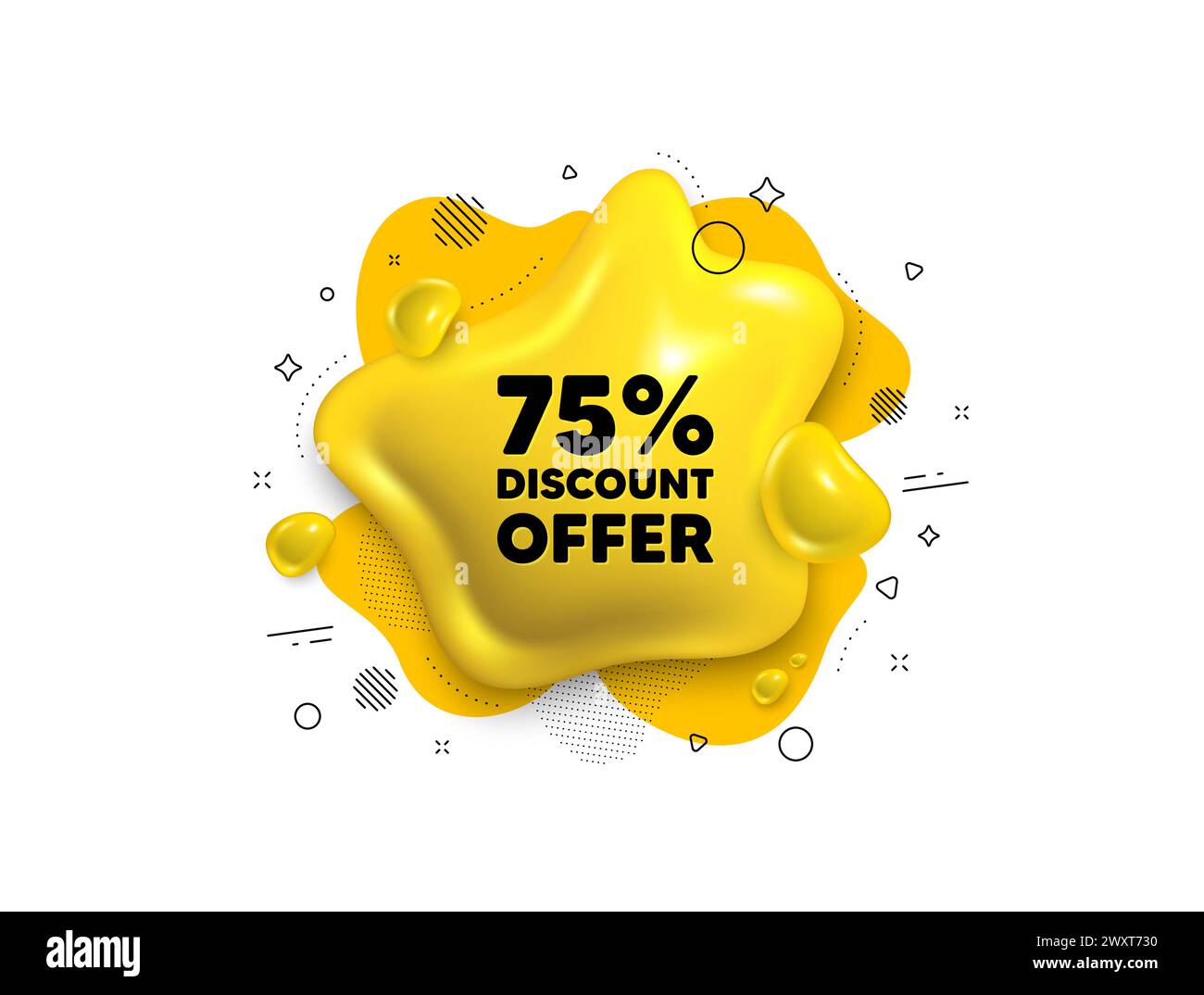 75 percent discount. Sale offer price sign. Abstract liquid 3d shape. Vector Stock Vector