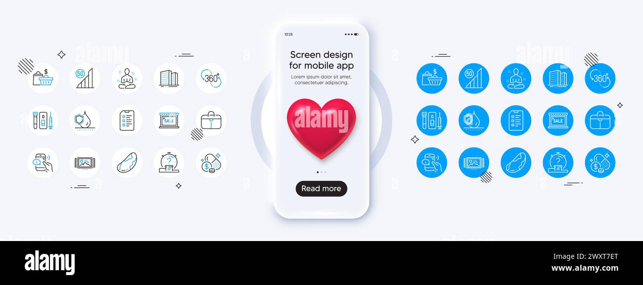 Checklist, Sale and 5g wifi line icons. For web app, printing. Phone ...