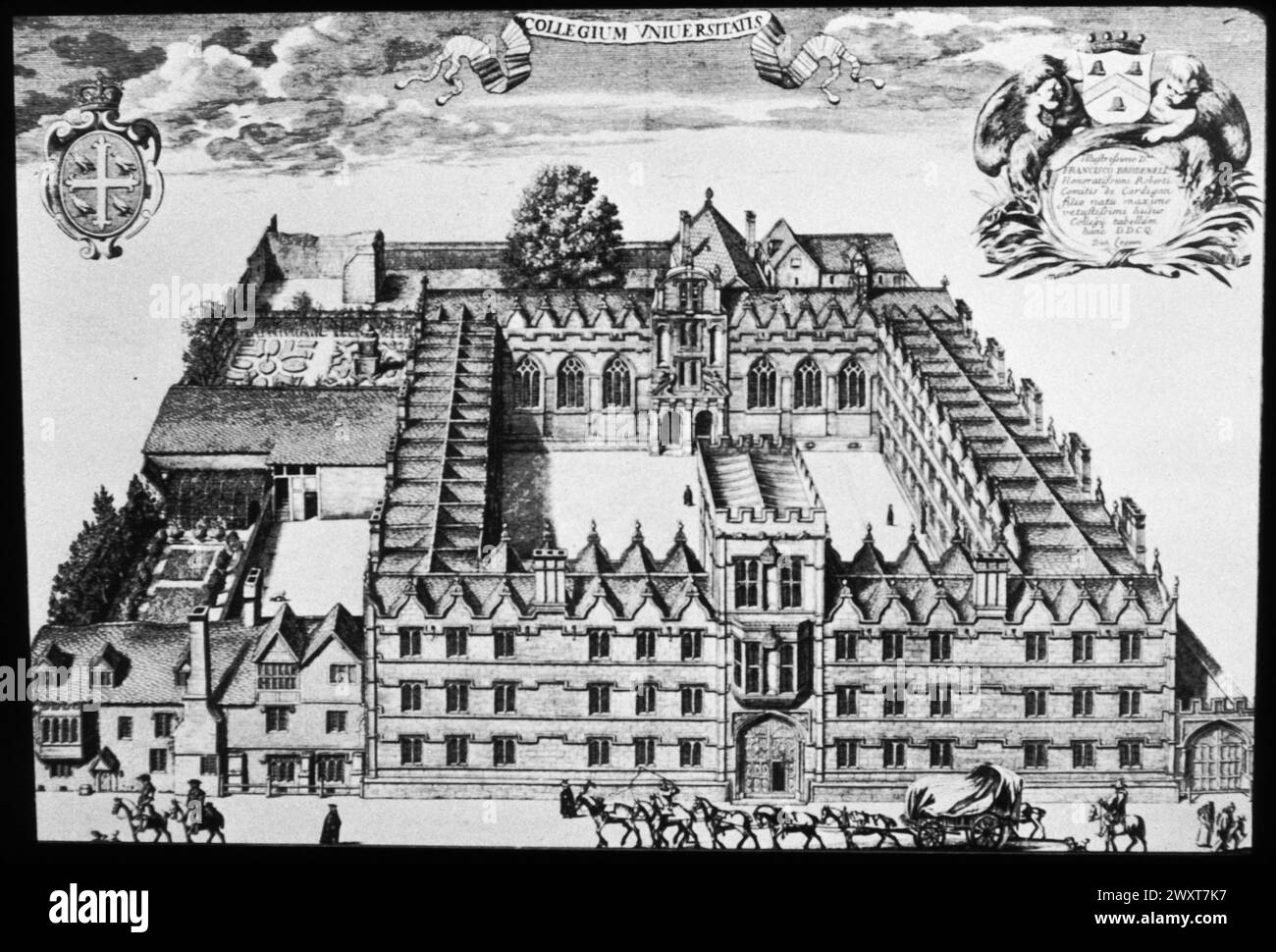 View of the University College in 1675, Oxford, England Stock Photo