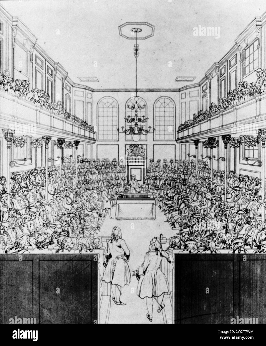 The House of Commons in 1741, England, illustration Stock Photo