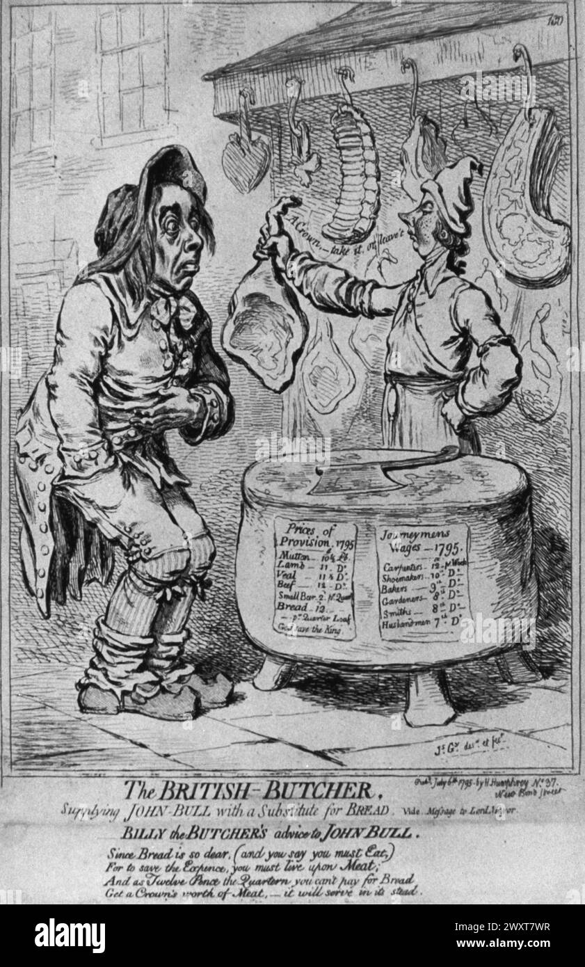 The British Butcher, satire cartoon illustration by James Gillray, England 1795 Stock Photo