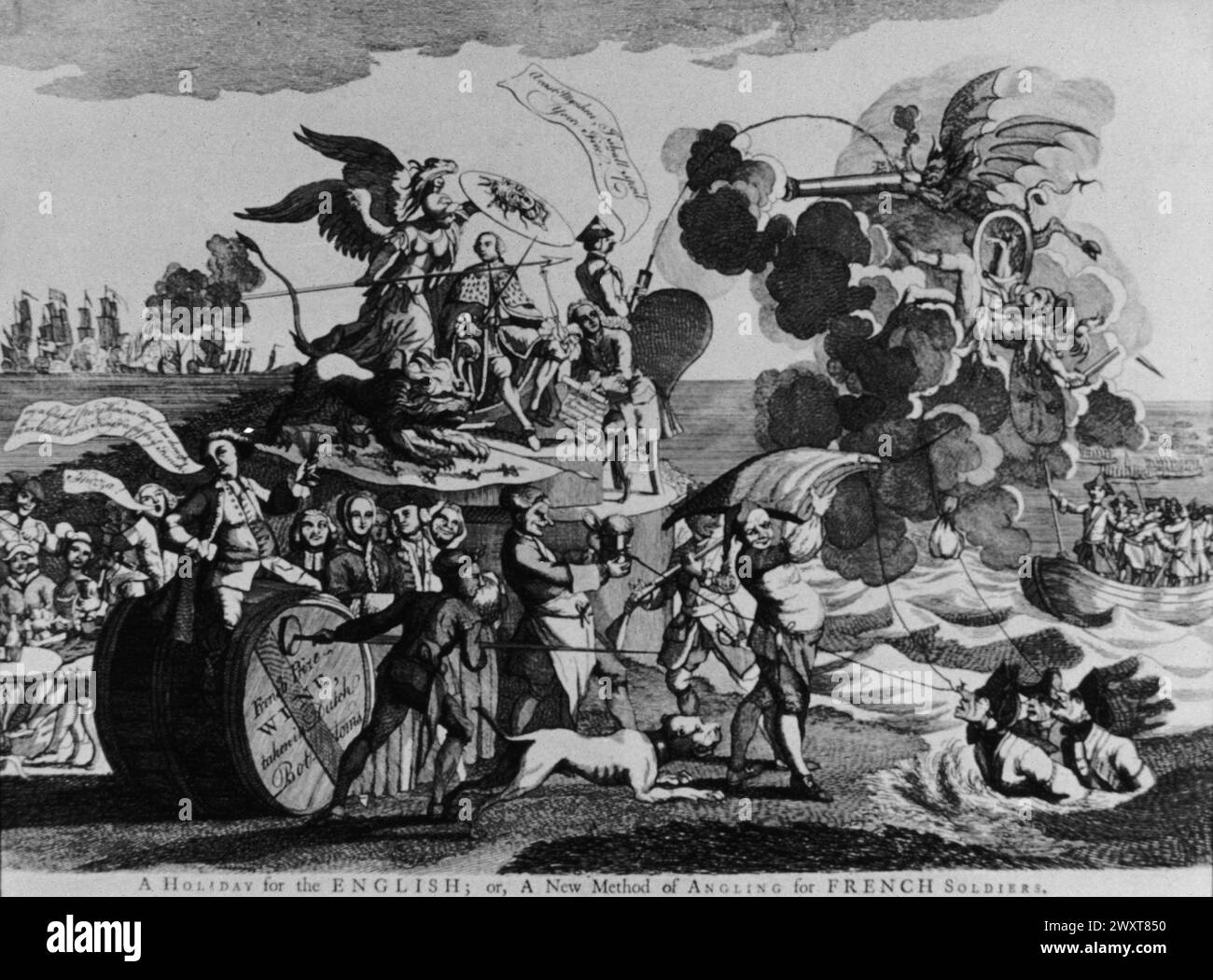 The Seven Years' War: British cartoon A Holyday for the English, or a ...