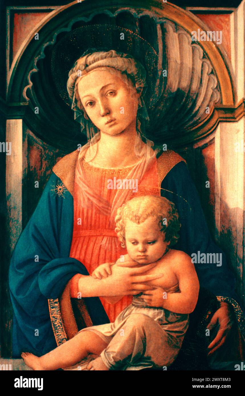 Madonna and Child, painting by Italian artist Fra Filippo Lippi, 15th century Stock Photo