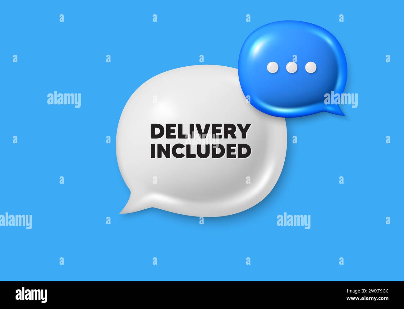 Delivery included tag. Free shipping sign. Text box speech bubble 3d ...