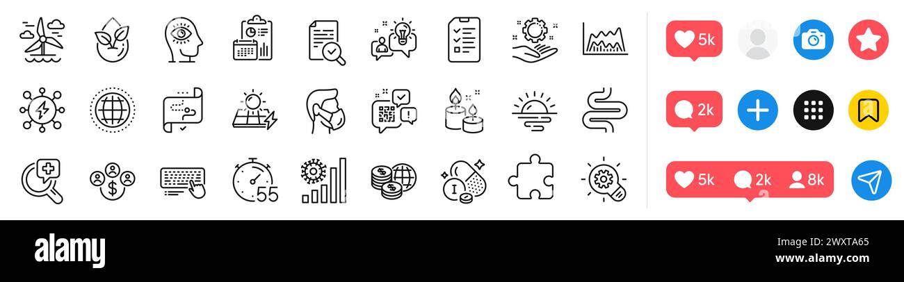 Organic product, Qr code and Windmill line icons pack. For web app ...