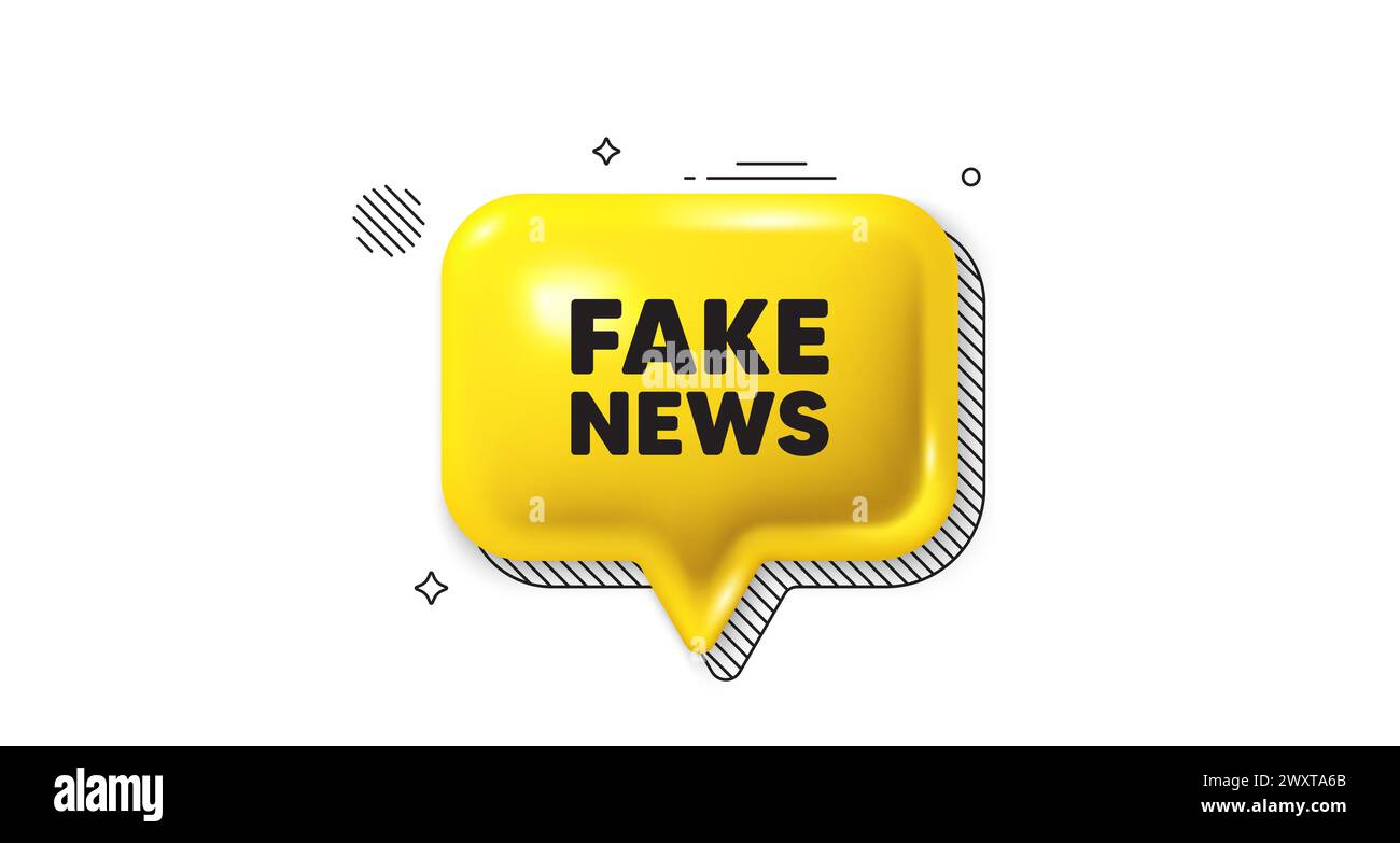 Fake news tag. Media newspaper sign. 3d speech bubble icon. Vector ...
