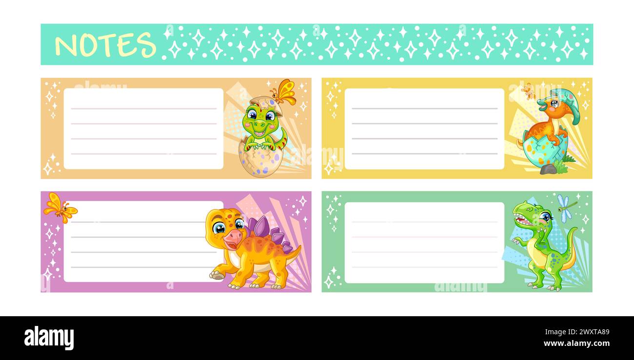 Sticker design with cute dinosaur vector illustration Stock Vector ...