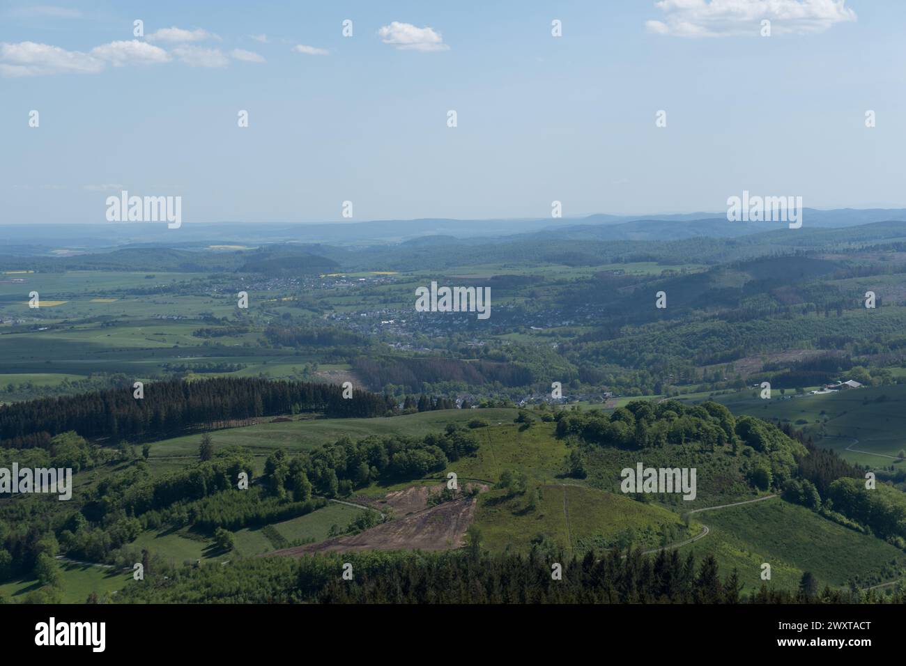 View from the tower called Bollerbergturm in the germany area Rothaargebirge Stock Photo