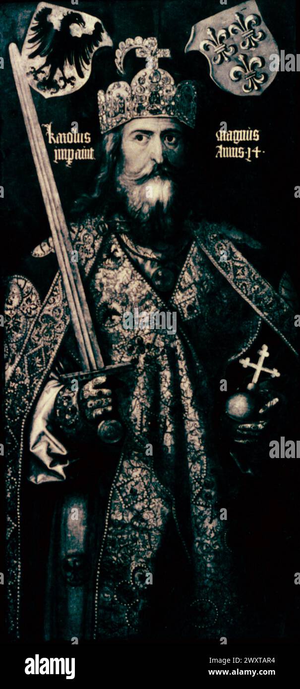 Portrait of Charlemagne, painting by German artist Albrecht Durer, 1500s Stock Photo