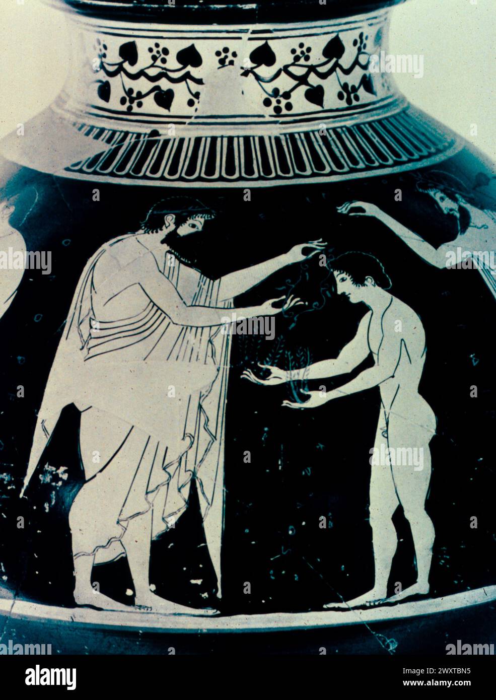 Greek athlete wins Olympic games, painting on pottery, Greece 500 BC Stock Photo