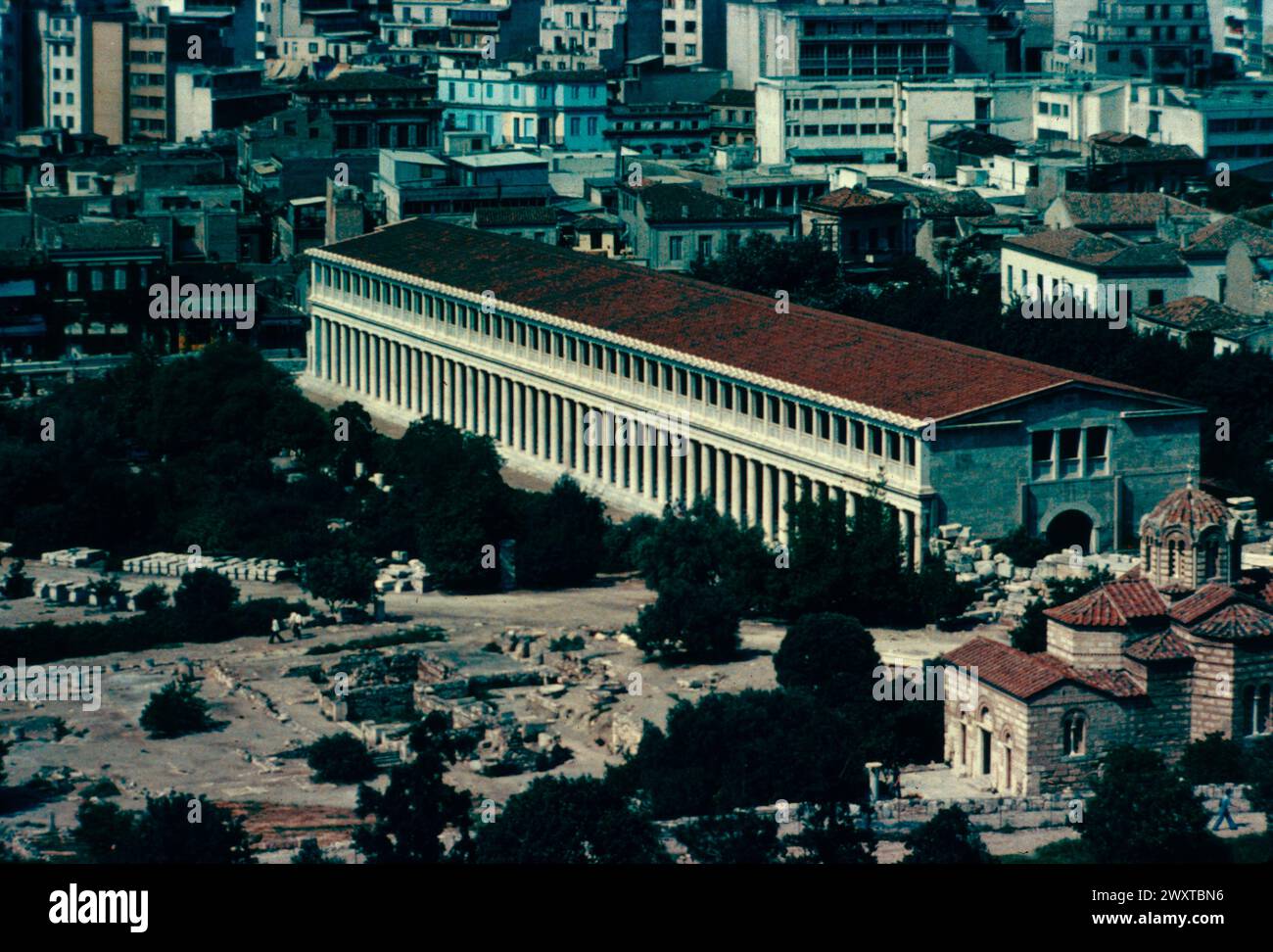 The Agora with the porch of Attalus, Athens, Greece 1980s Stock Photo