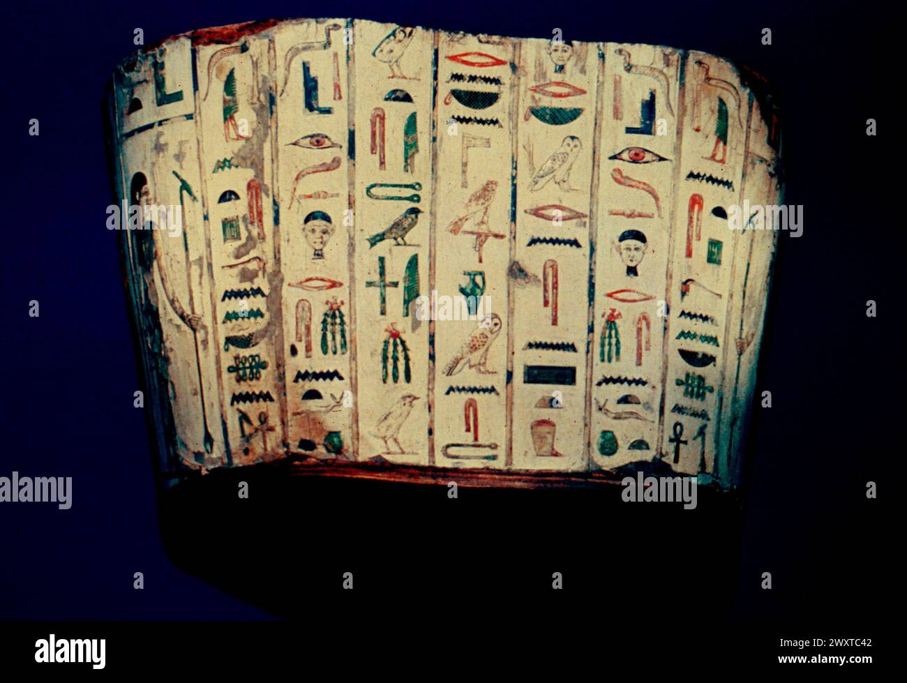 Hieroglyphics on a mummy, Egypt 3000 BC Stock Photo