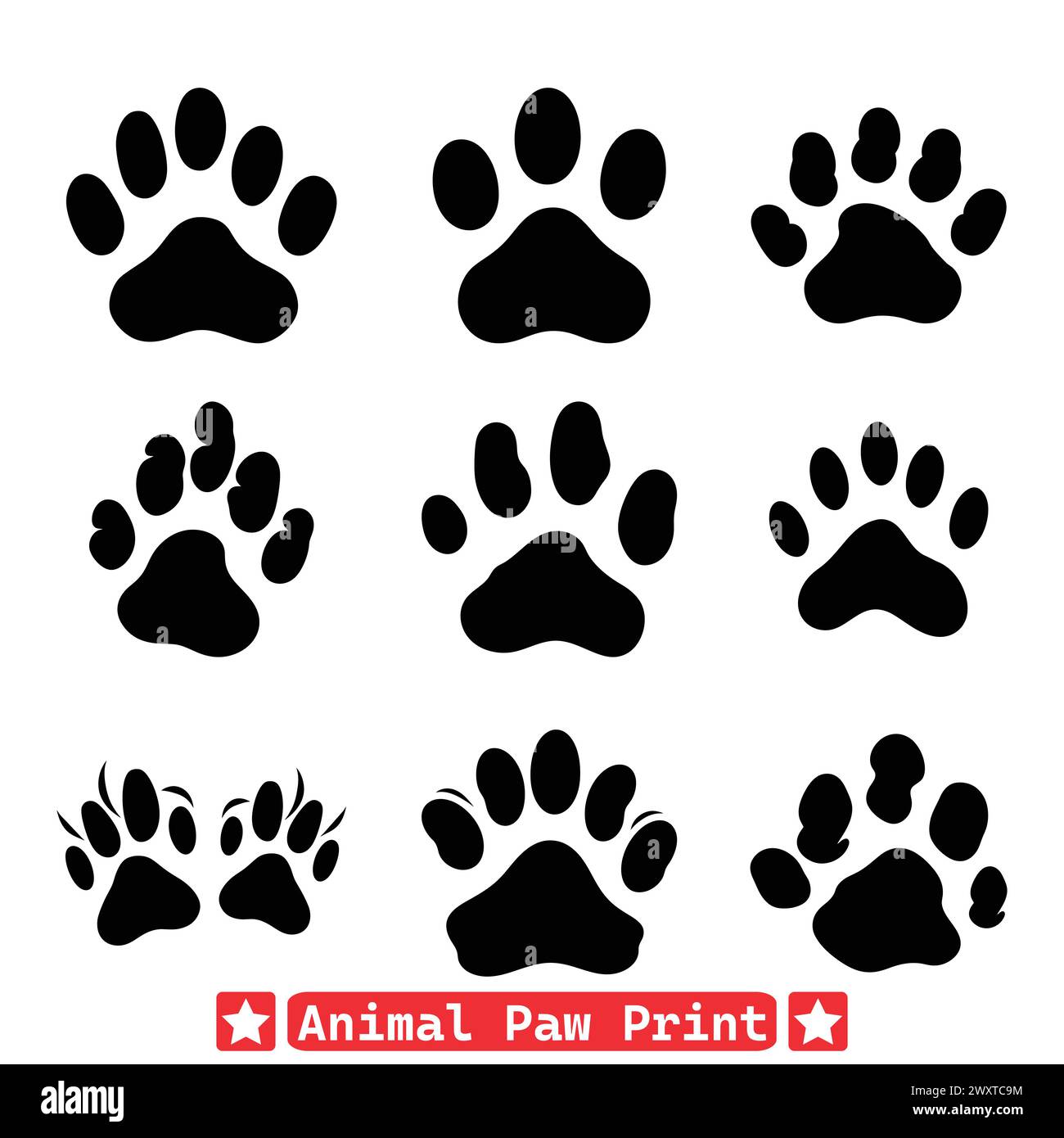 Capture the untamed spirit with our animal paw print vector silhouette design, perfect for wildlife enthusiasts and naturethemed projects. Embrace the Stock Vector