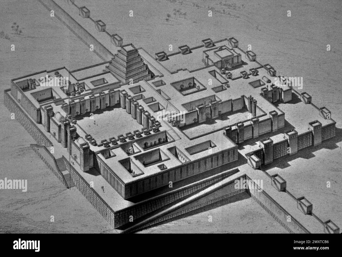 Reconstruction of the Palace of Sargon II at Khorsabad, Assyria 700 BC Stock Photo