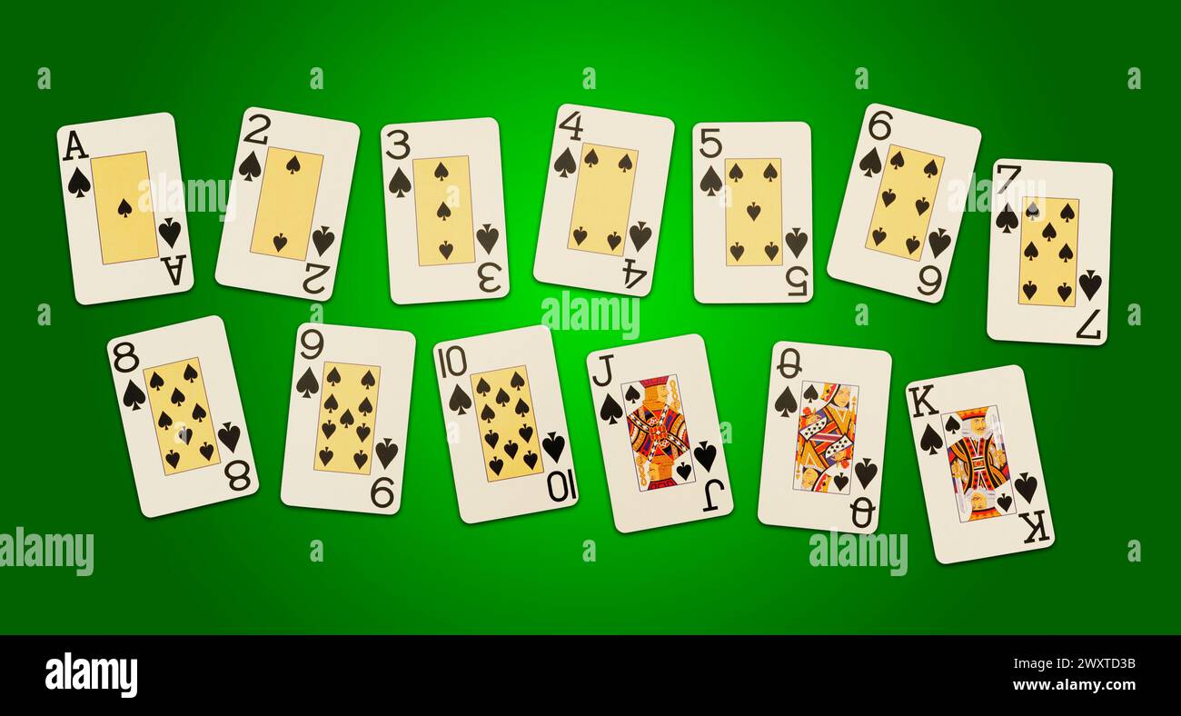 complete set of playing cards of spades suit Stock Photo Alamy