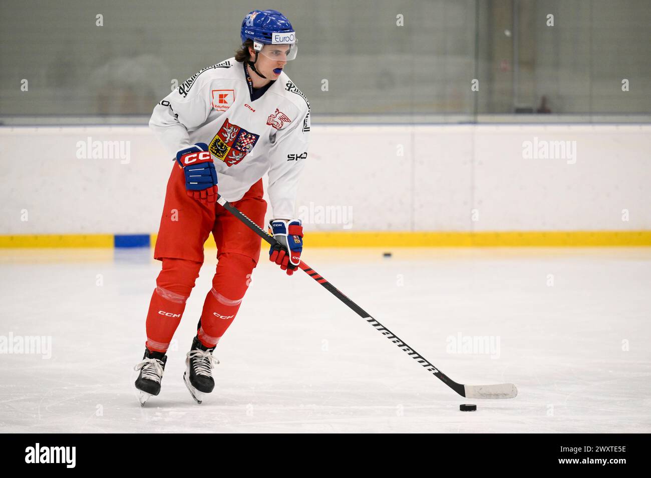 Ricany, Czech Republic. 02nd Apr, 2024. First training camp of the national hockey team in preparation for the World Championship in Ricany, Czech Republic, April 2, 2024. Player Jakub Sirota. Credit: Ondrej Deml/CTK Photo/Alamy Live News Stock Photo