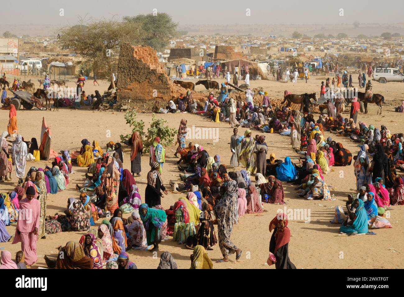 ©DAVID ALLIGNON/MAXPPP - MARS 2024 -  Dans un camp au Tchad où des réfugiés du Darfour sont pris en charge.   Adré centre de distribution d'aide alimentaire     March 2024 Chad, Darfur refugees Stock Photo