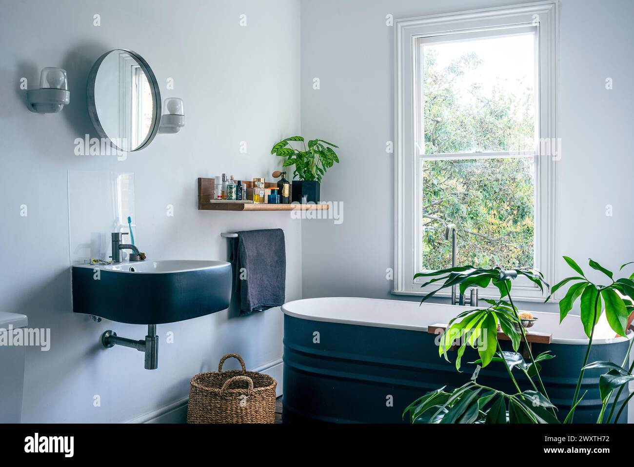 Fresh modern bathroom in East London home, UK Stock Photo - Alamy