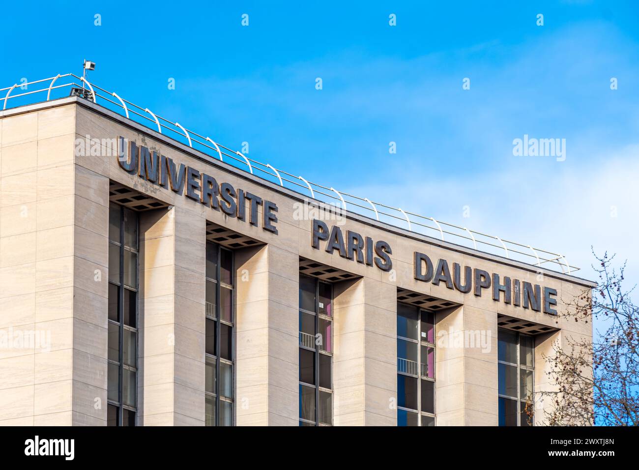 Facade of the Paris Dauphine-PSL University, a French public institution member of the Paris Sciences Lettres University Stock Photo