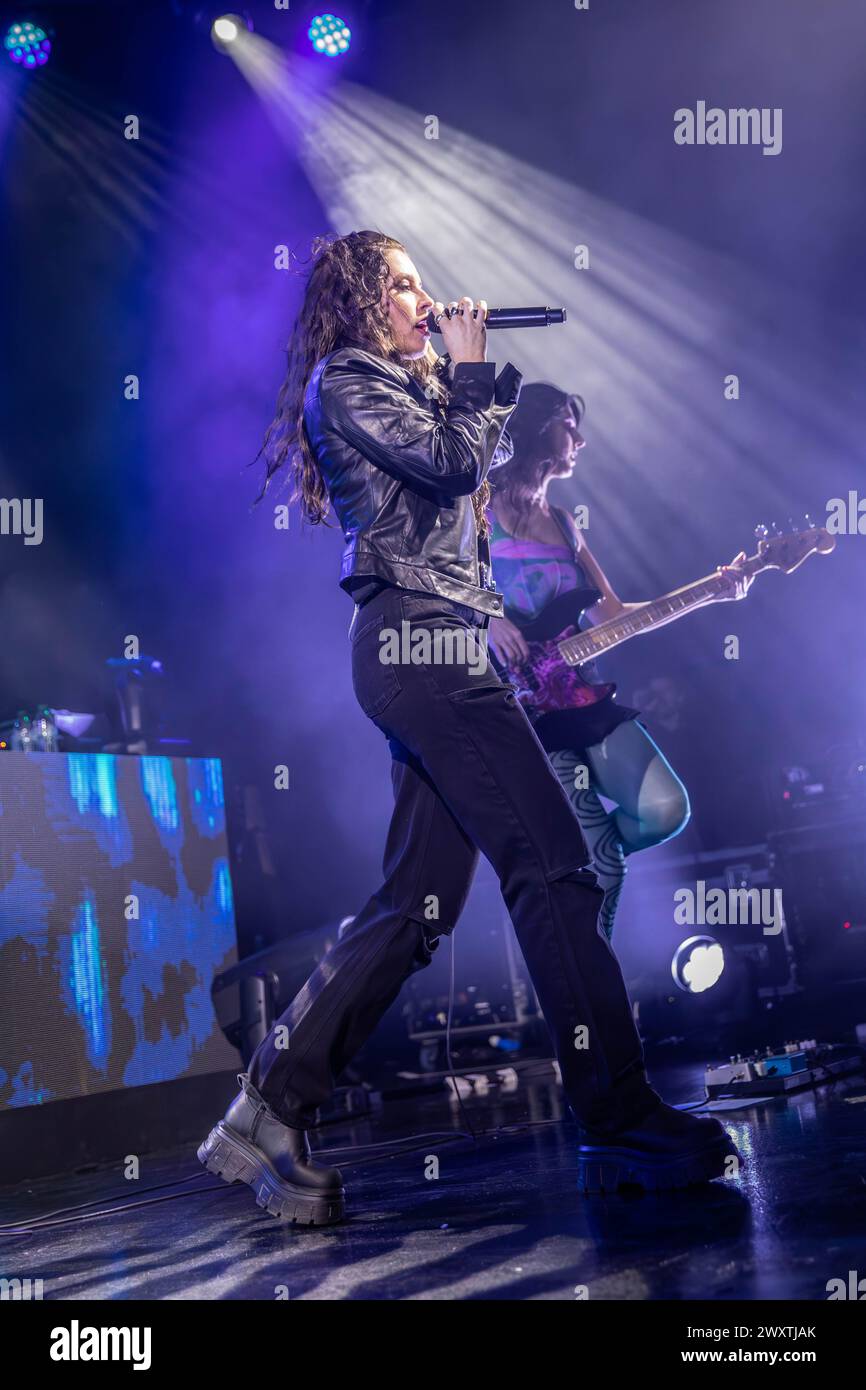 Milan, Italy. 01st Apr, 2024. The American singer-songwriter Cari Elise Fletcher known on stage only as FLETCHER performs live on stage at Fabrique during the 'In Serch Of The Antidote Tour. Credit: Rodolfo Sassano/Alamy Live News Stock Photo