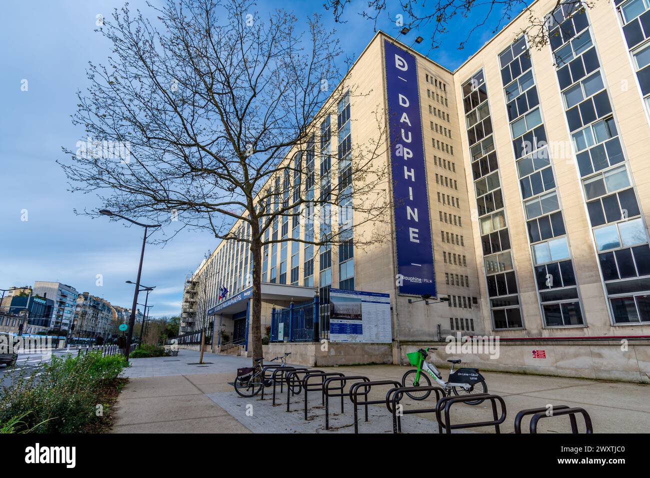 Facade of the Paris Dauphine-PSL University, a French public institution member of the Paris Sciences Lettres University Stock Photo