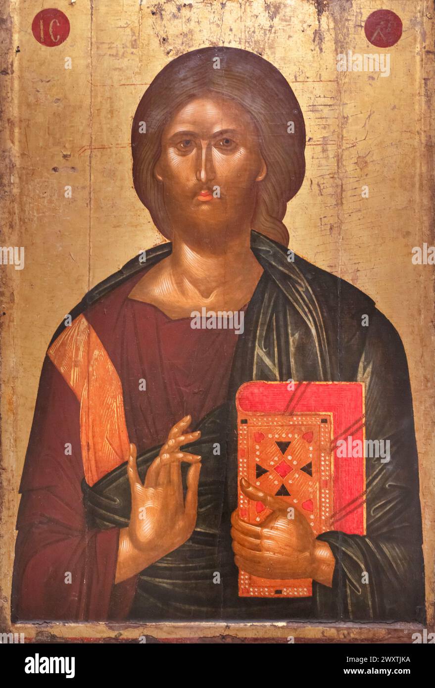 Christ Pantocrator, Constatinople, 15th century, Pushkin State Museum of Fine Arts, Moscow, Russia Stock Photo